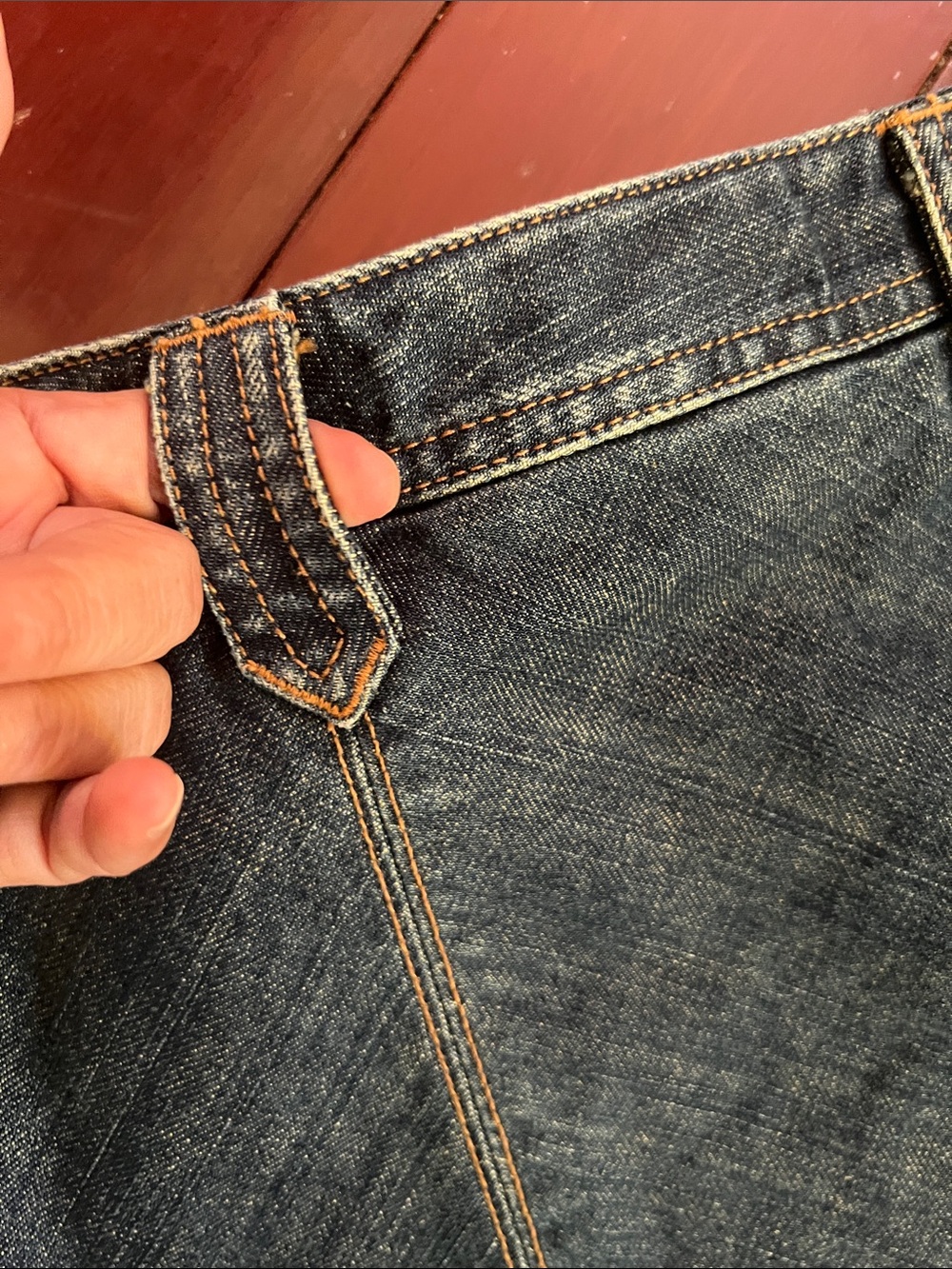 Eddie Bauer Dark Indigo Denim Skirt with Contrast Stitching size 12 - Picture 4 of 11
